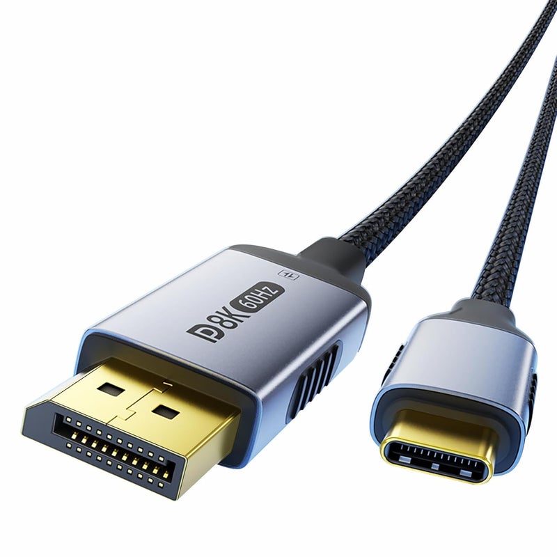 DiamondTiger Bidirectional USB-C to DisplayPort 1.4 Cable 8K@60Hz 4K@240Hz, 6.6FT DP to USB C Thunderbolt 4 Cord,Aluminum Case Nylon Braided, Compatible with iPhone 16 Pro Max, MacBook Pro/Air, iPad - Image 1